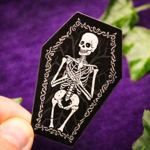 Coffin Skeleton Sticker - Spooky Sticker Halloween Sticker Gothic Sticker Spooky Skeleton Sticker Spooky Laptop Sticker Gothic Art Decal
