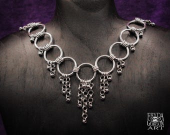 Handmade Stainless Steel Chainmaille Necklace: Gothic Choker, Medieval Jewelry