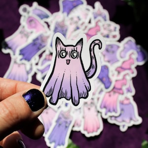 Spooky Cute Ghosts Sticker Set Gothic Stationery Pastel Goth Vinyl Stickers Spooky Stickers Halloween Sticker Gothic Sticker Pack