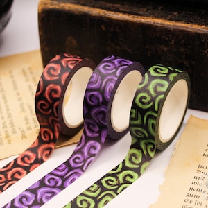 Swirly Nightmare Washi Tape - Gothic briefpapier Spooky Craft Tape Witchy Scrapbookingbenodigdheden Halloween Washi Tape Spooky Journaling Tape