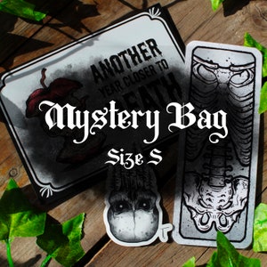 Mystery Bag Size S - Spooky Mystery Box Gothic Stationery Set Spooky Goth Art Halloween Art Print Gothic Postcard Spooky Bookmark Goth Gifts