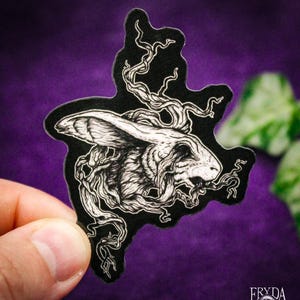 Dead Rabbit Vinyl Sticker - Dark Gothic Sticker Rabbit Head Witchy Laptop Sticker Bunny Sticker Dark Art Sticker Spooky Sticker Creepy Art