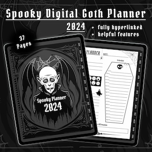 Gothic Planner Digital Planner 2024 Goth Journal Spooky Digital Planner Digital Download Dark Witchy Planner Goth Calendar 2024 Goodnotes