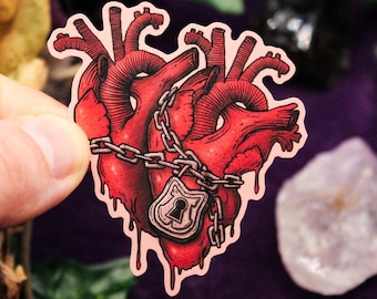 Gothic Anatomical Heart Vinyl Sticker, Spooky Valentine's Day Gift