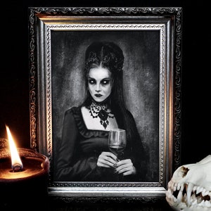 Bathory Kunstdruck: Gruseliges Gothic Gräfin Portrait