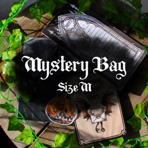 Mystery Bag Size M - Spooky Mystery Box Gothic Stationery Set Spooky Goth Art Halloween Art Print Gothic Postcard Spooky Bookmark Goth Gifts
