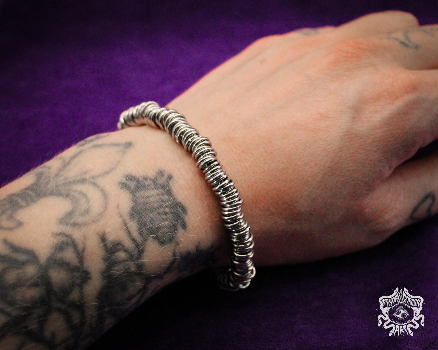 Handmade Stainless Steel Chainmaille Bracelet: Gothic Medieval Jewelry