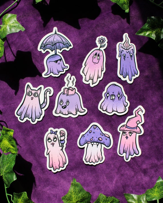 Spooky Cute Ghost Sticker Set - Pastel Goth Stickers