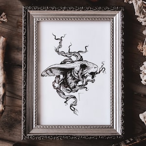 Art Print &quot;Evil Roots&quot; - Horror Creepy Spooky Dark Artwork Illustration Drawing Nature Love Home Decor Decoration Design Tattoo Design Bunny