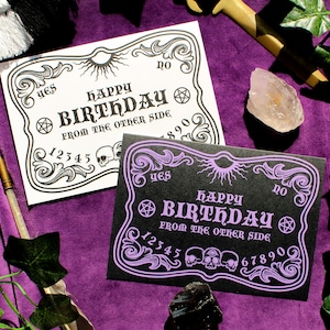 Cartão de feliz aniversário cartão ouija placa de aniversário cartão postal cartão de aniversário espiritual cartão de bruxa cartão de presente de aniversário gótico