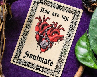 Soulmate Postcard: Gothic Valentine's Day Card with Human Heart