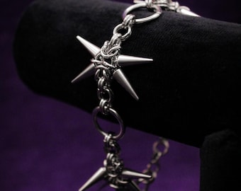 Chainmaille Spikes Armband: Edelstahl Gothic Punk Schmuck