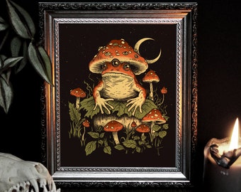 Toadshroom Art Print: Goblincore Witchy Home Decor