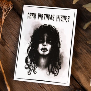 Grußkarte "Dark Birthday Wishes + weißer Umschlag - Dark Occult Art