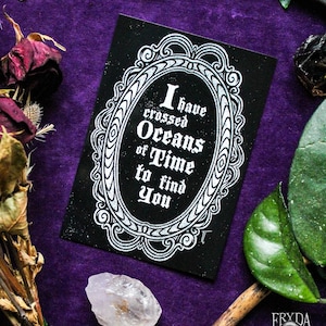 Cartão postal do Drácula - Cartão romântico escuro do Dia dos Namorados Cartão postal gótico Cartão de presente assustador Cartão postal escuro de Valloween Cartão de felicitações de vampiro gótico