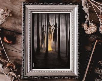 Witch Forest Art Print: Dark Pagan Home Decor