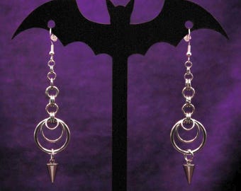 Chainmaille Dangle Earrings: Stainless Steel Gothic Jewelry