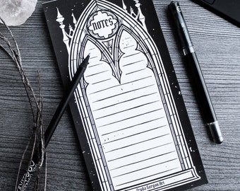Gothic Notepad Gothic Arch - Stationery Dark Academia Notepad Dark Aesthetic Stationery Spooky Notes To Do List Gothic Stationery Spooky Art