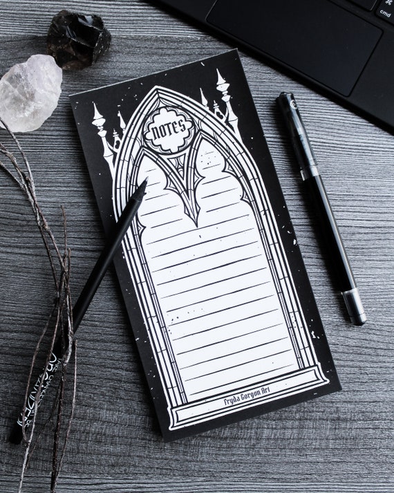 Gothic Notepad Gothic Arch - Stationery Dark Academia Notepad Dark Aesthetic Stationery Spooky Notes To Do List Gothic Stationery Spooky Art