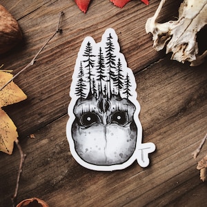 Pegatina de vinilo "Bosque de calaveras" - Pegatina de calavera Pegatina gótica Pegatina de arte oscuro Ilustración de obra de arte Pegatina espeluznante Pegatina espeluznante Decoración de brujas