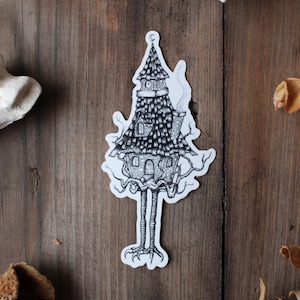 Baba Yaga Vinyl Sticker: Creepy Witch House Folklore Art