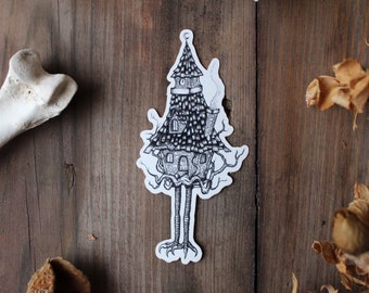 Baba Yaga Vinyl Sticker: Creepy Witch House Folklore Art