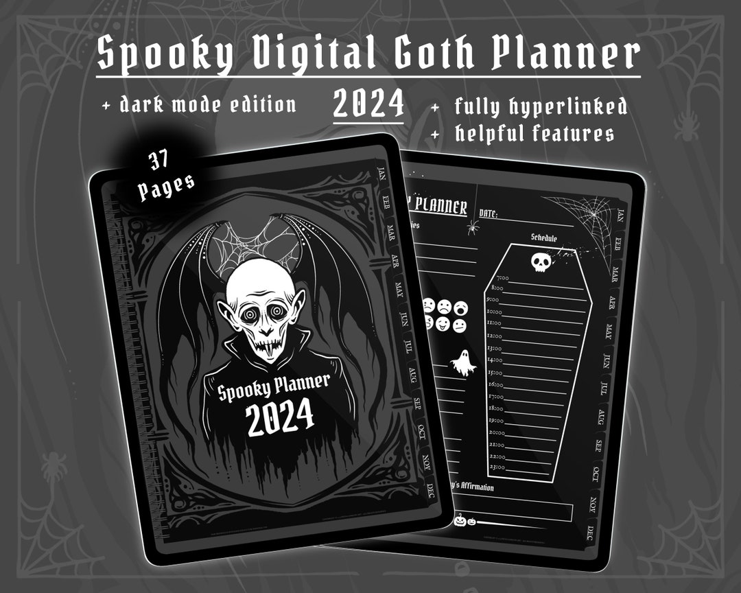 Gothic Planner Digital Planner 2024 Goth Journal Spooky Digital Planner