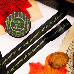 Oktober roest Washi Tape - Type O negatief geïnspireerde tape donkergroene doorn wijnstok gotische planner benodigdheden spooky scrapbooking gotische briefpapier