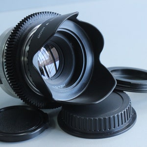 Helios 44 SILVER 2/58 mm Cine mod lens ANAMORPHIC Bokeh Flare Canon EF mount