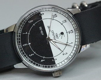 Wristwatch RAKETA Day of night Sputnik 1957 Vintage style