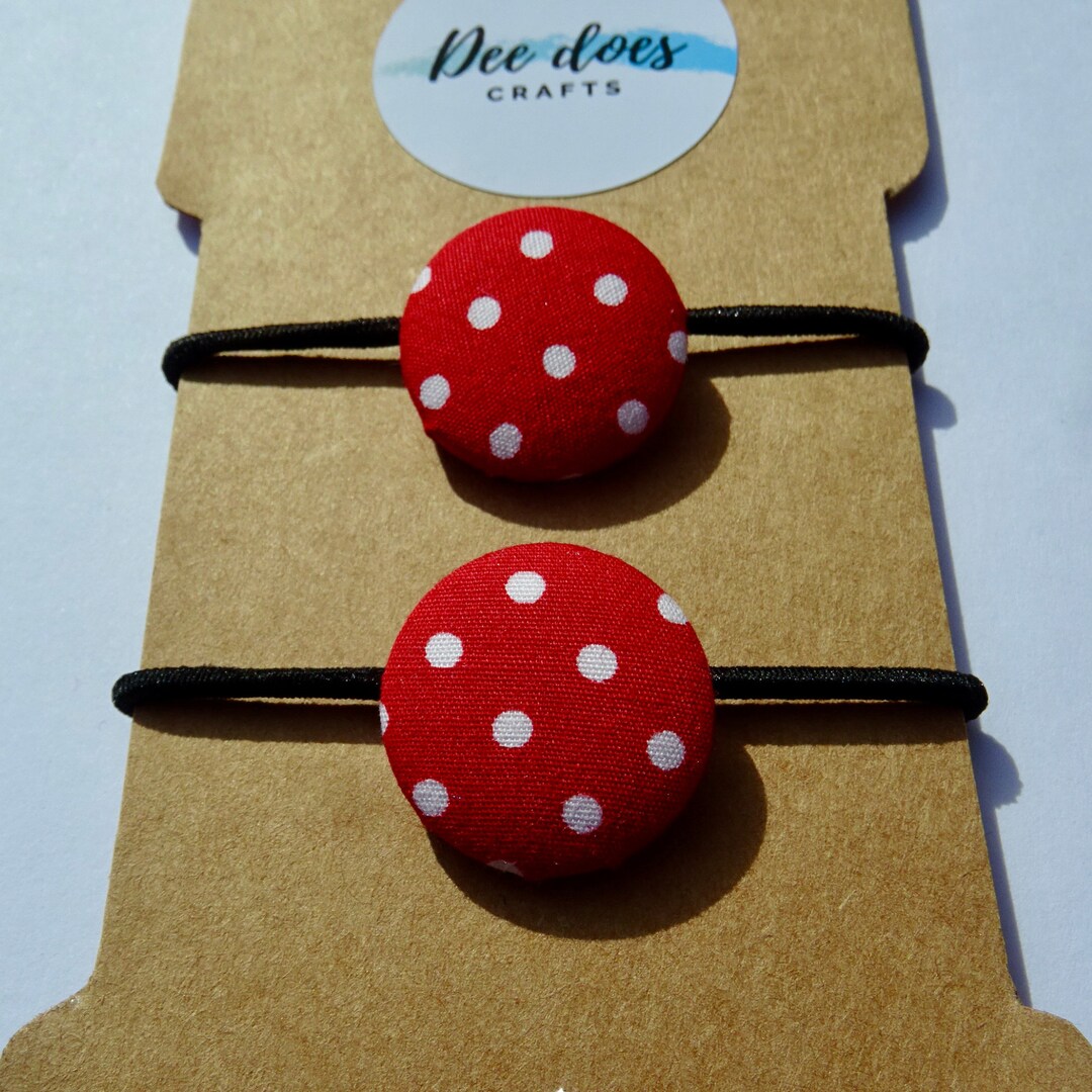 Fabric Covered Button Hair Bobbles, Thin Elastic, Zero Waste - Etsy