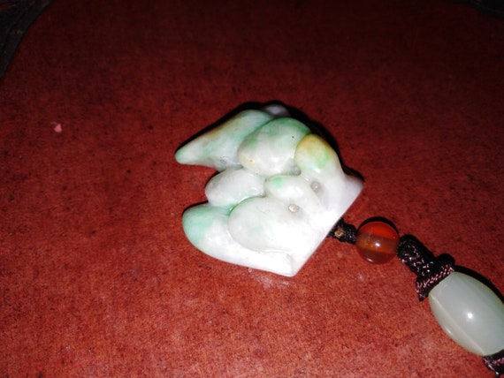 Jadeite A Jade bamboo shoots handcarved talisman … - image 2