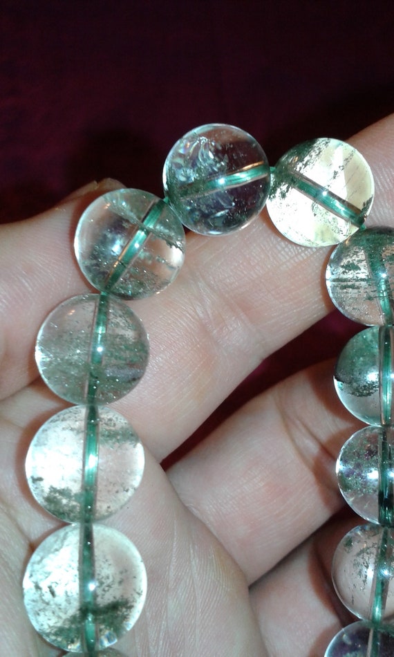 Phantom quartz elasticated beaded bangle, clear w… - image 6