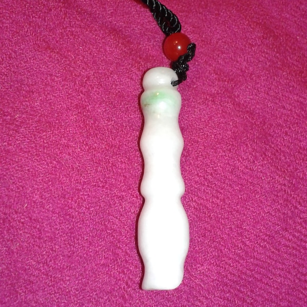 Paintbrush pendant made from Jade - Untreated white and green Jadeite Jade unisex jewellery - great gift for art fans, artists, fashion fans