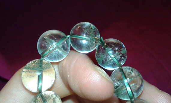 Phantom quartz elasticated beaded bangle, clear w… - image 9