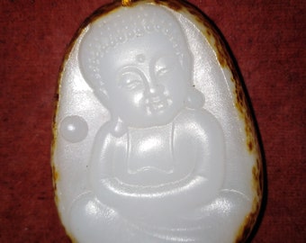 Baby Shakyamuni Hetian mutton fat celestial white nephrite relief carving stone of heaven unisex art - BoutiquebyRachelco