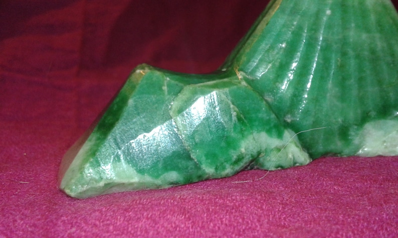 Antique 1800s apple green Jadeite A Jade brush rest untreated Earth mined gem gemstone scholar calligraphy art hand carved unique one off image 3