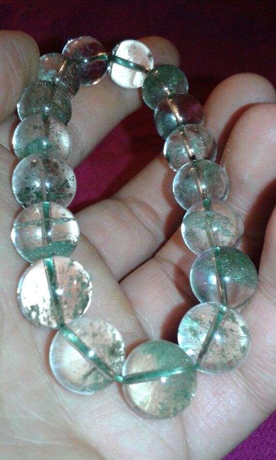 Phantom quartz elasticated beaded bangle, clear w… - image 4