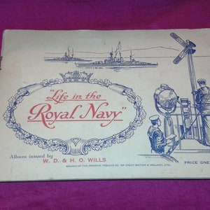 Sigarettenkaartjes uit de jaren 30 - Life in the Royal Navy - Album uitgegeven door W.D& H.O. Wills - elke verzamelkaart plus album - Art Nouveau-periode