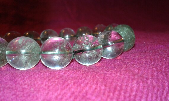 Phantom quartz elasticated beaded bangle, clear w… - image 3