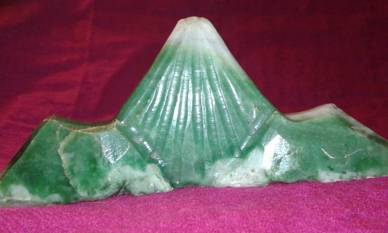 Antique 1800s apple green Jadeite A Jade brush rest untreated Earth mined gem gemstone scholar calligraphy art hand carved unique one off image 4