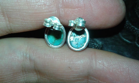 Copper turquoise solid sterling silver oval caboc… - image 3