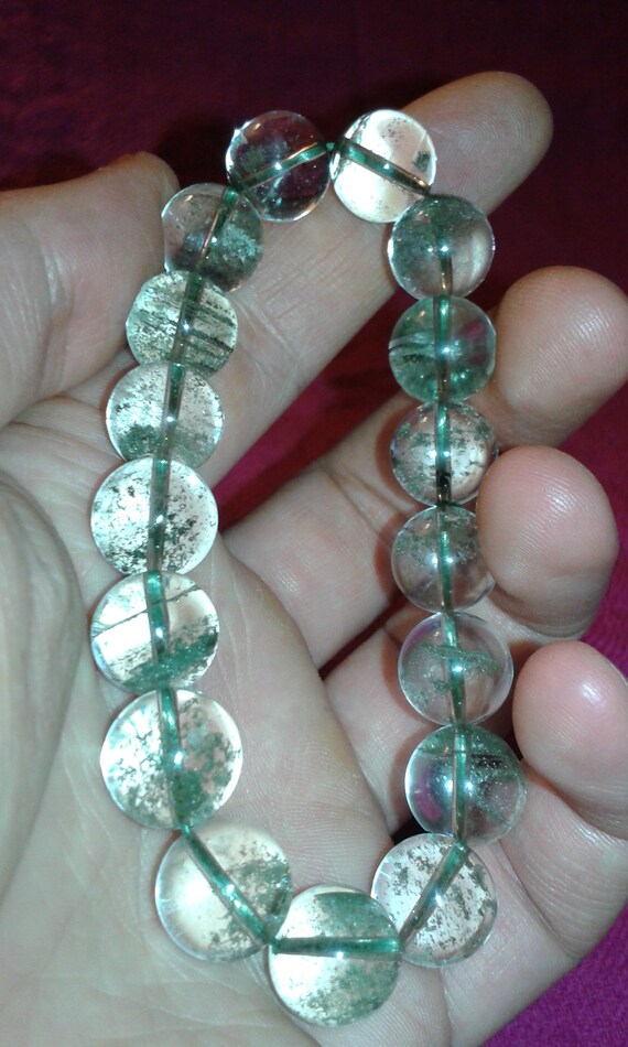 Phantom quartz elasticated beaded bangle, clear w… - image 5