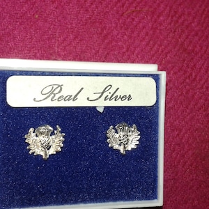 Lovely little thistle pierced silver earrings