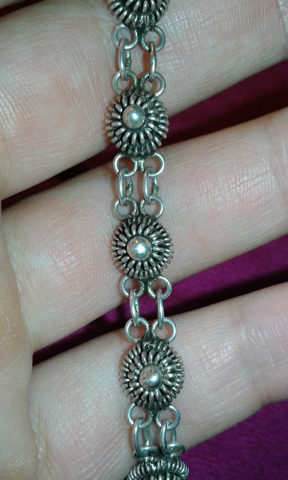 Bracelet - Solid sterling silver - Handmade Hindu… - image 8