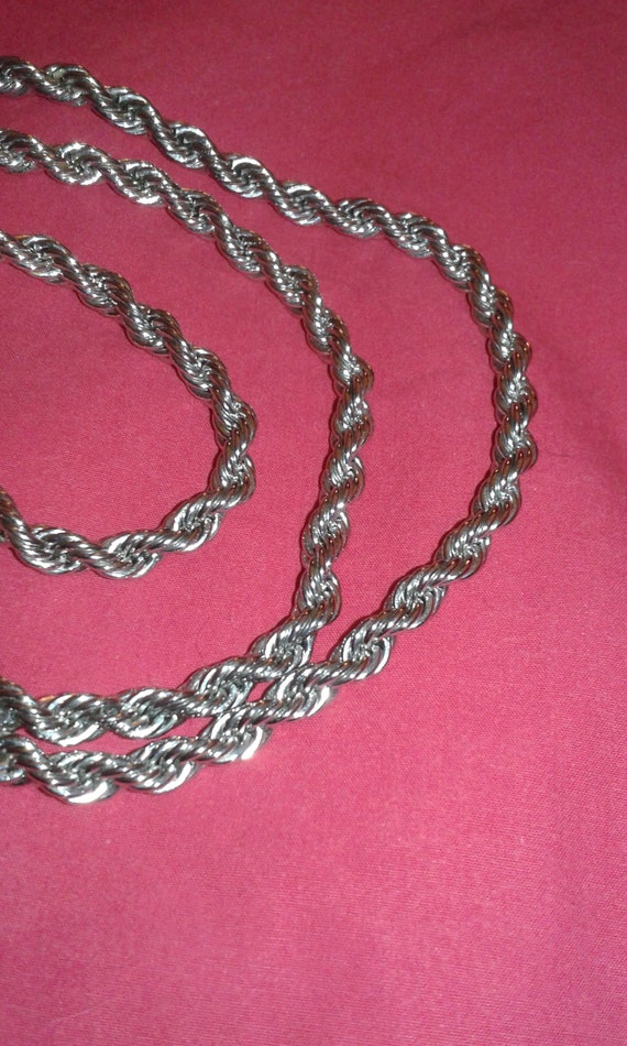 Solid silver double stranded long chain necklace - image 8