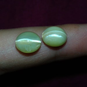 Cats Eyes Chrysoberyl matching oval cabochon pair 5.59ct total - untreated unheated loose gemstones