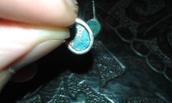 Copper turquoise solid sterling silver oval caboc… - image 6