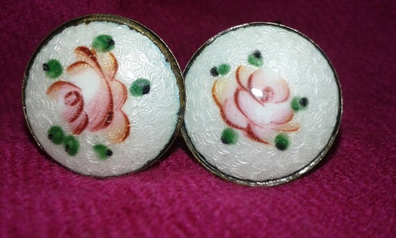 Solid sterling silver hand painted enamel Art Nou… - image 2