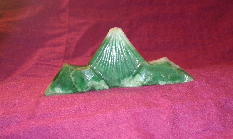 Antique 1800s apple green Jadeite A Jade brush rest untreated Earth mined gem gemstone scholar calligraphy art hand carved unique one off image 1